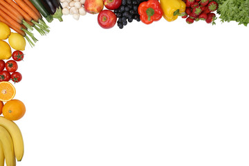 Essen, Früchte, Obst und Gemüse mit Textfreiraum