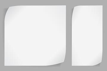 White paper stickers over gray background