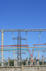 Naklejka premium Electrical power high voltage substation