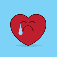Heart character crying with large tear
