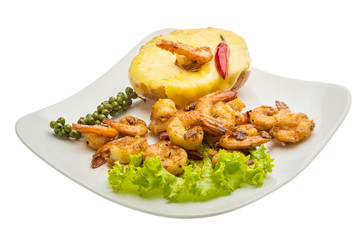 Garlic shrimps with potato