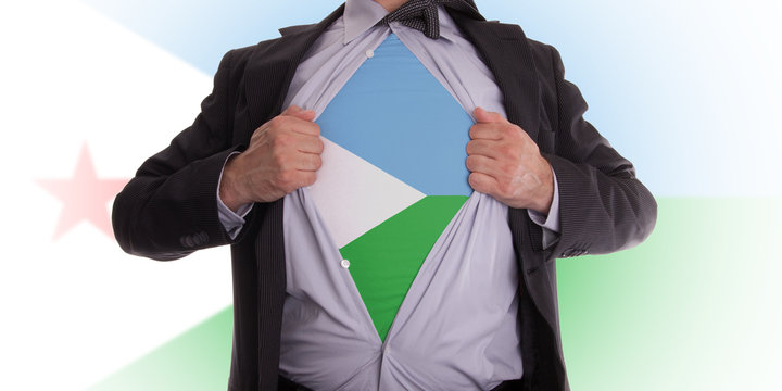Businessman with Djibouti flag t-shirt