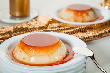 Crème Brule with golden napkin