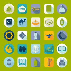 Set of flat icons: Ramadan Kareem