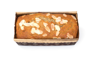 Banana cake on white background