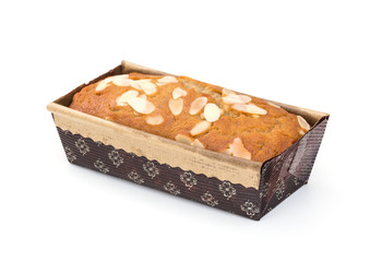 Banana cake on white background