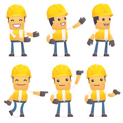 set of contractor character in different poses