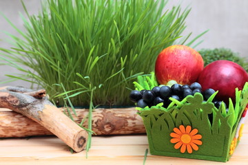 Fresh fruits in a bucket