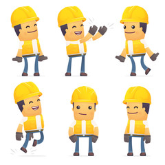 set of contractor character in different poses