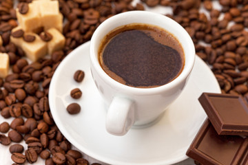 Turkish coffee with chocolate bar