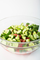 vegetable salad with fresh tomatoes cucumbers and green onions