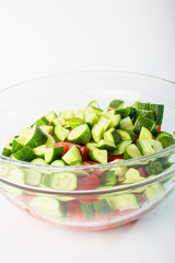 vegetable salad with fresh tomatoes cucumbers and green onions