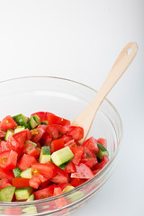 vegetable salad with fresh tomatoes cucumbers and green onions