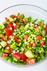 vegetable salad with fresh tomatoes cucumbers and green onions
