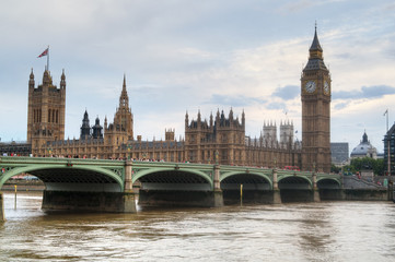 Fototapeta na wymiar Big Ben and Westminster Bridge