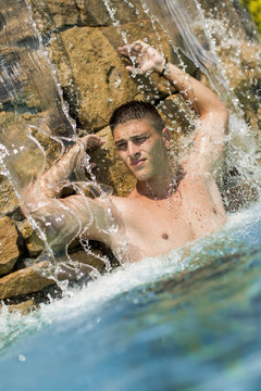 Young man in the pool