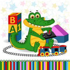 Crocodile railroad  - vector  illustration, eps