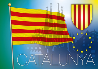 catalonia flag and coat of arm