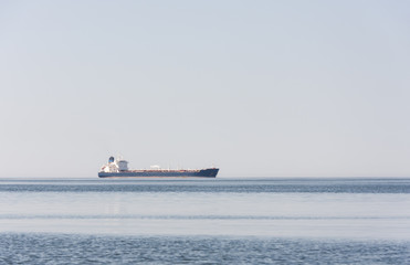 Tanker or freighter at sea