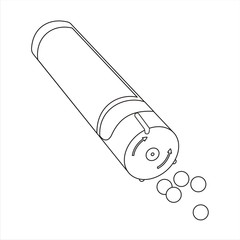 Homeopatía gránulos en lineas. Ilustración vectorial