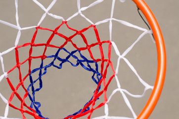 View from above of a basketball net and hoop