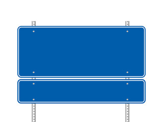 Blank blue road signs