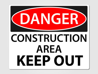 Danger construction sign