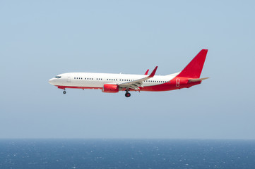 Aircraft on final approach. Southern Airport of Tenerife