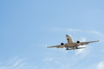 Aircraft on final approach. Southern Airport of Tenerife