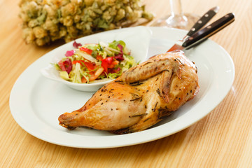 quail with salad