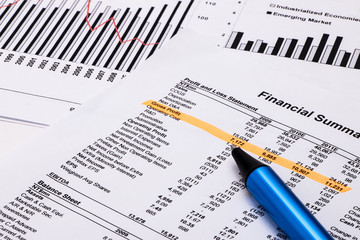 Fototapeta premium financial analysis concept including statistics graphs charts