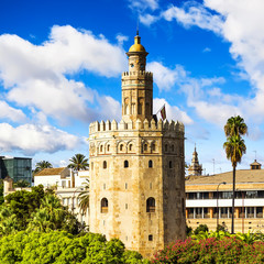 Golden tower (Torre del Oro) in Seville, Andalusia, Spain.