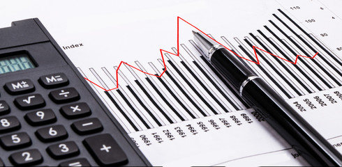 financial analysis concept including statistics graphs charts