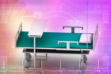 3d multi use hospital bed in abstract background