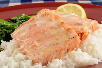Grilled salmon steaks