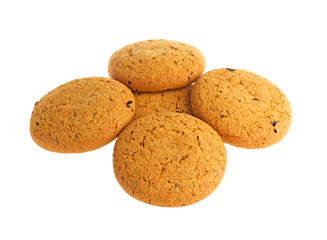 Oatmeal cookies isolated on white background