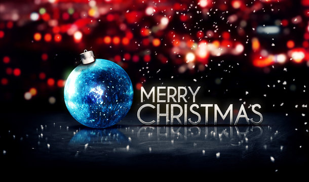 Blue Silver Merry Christmas Bokeh Beautiful 3D Red Background