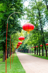 Naklejka premium chinese lamps in Lazienki Park