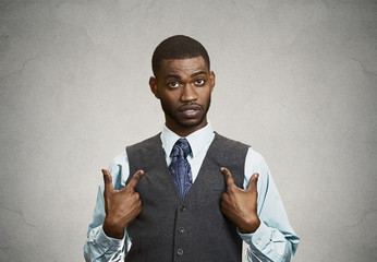 Angry man asking you mean me? pointing fingers