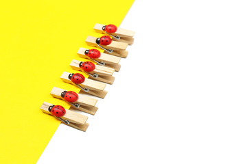 Abstract background with colorful wooden pins and paper