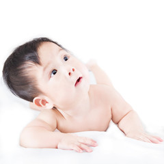 happy baby boy against  isolated white background