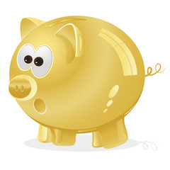 Piggy bank, money box, golden