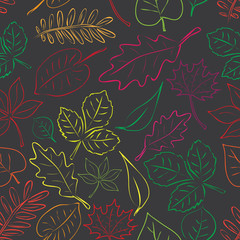 simple autumn leaf dark and color seamless pattern eps10
