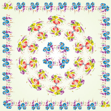 Floral pattern in folk style (Petrykivsky Painting, Ukraine), EP