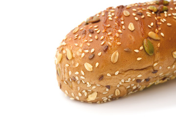 bread with sesame and melon seed on a white background