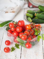 cherry tomatoes and cucumber