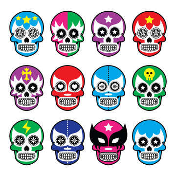 Lucha Libre - sugar skull masks icons