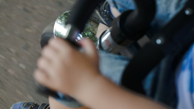 Child riding a bike fast