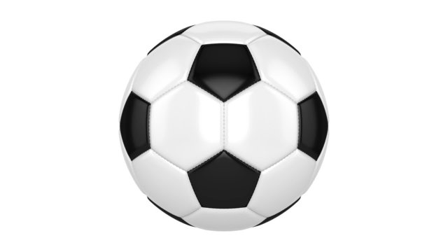 Soccer ball spins around its axis. Seamless looped animation