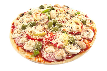 Raw pizza isolated on white